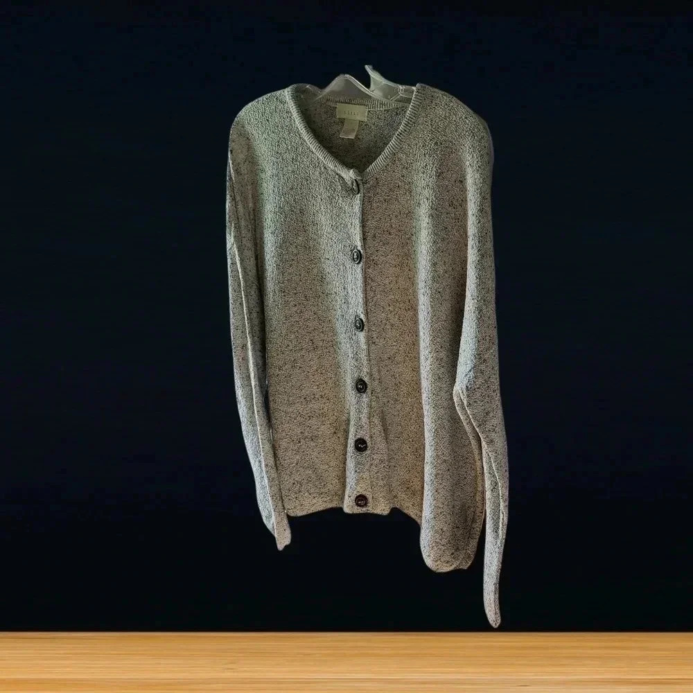 J-jill women cardigan button up size S silver - Picture 3 of 11